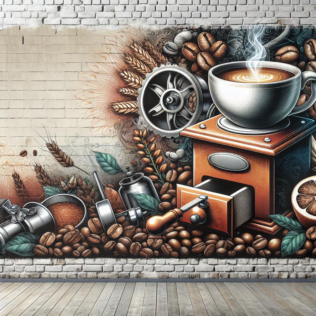 Coffee-themed mural art