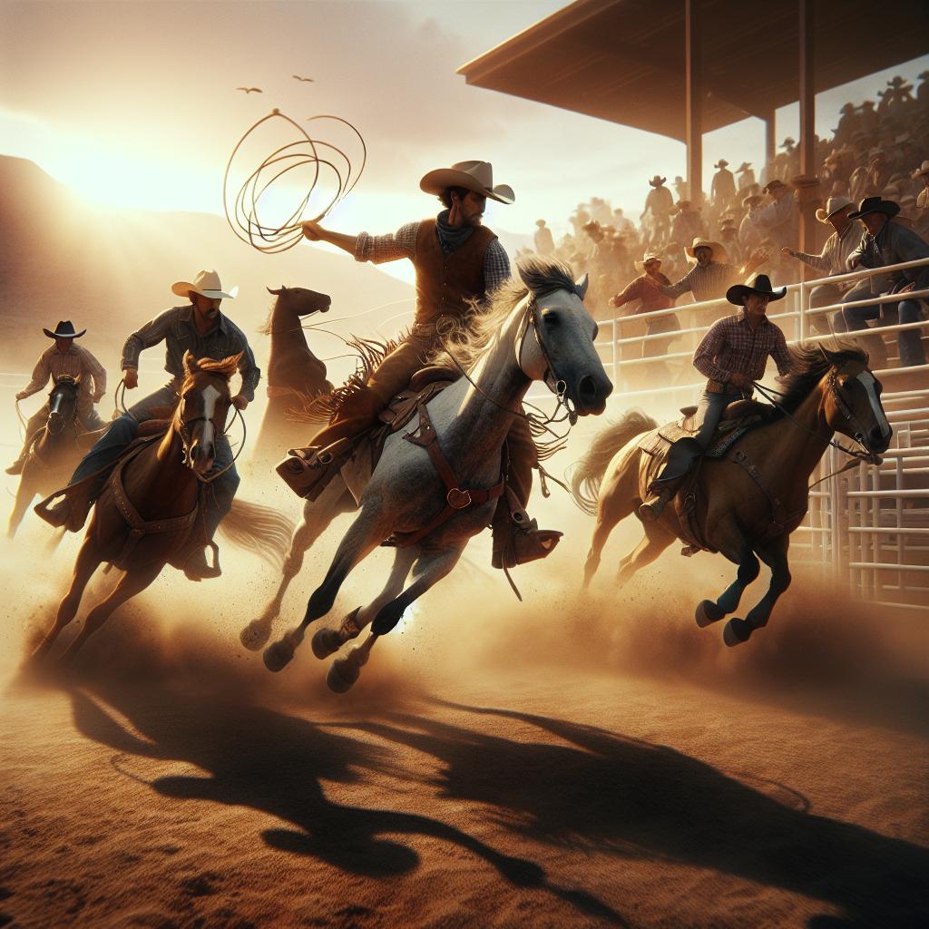 Cowboys in action at rodeo