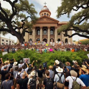 Supporters rally at courthouse