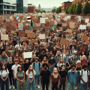 Large peaceful protest gathering.