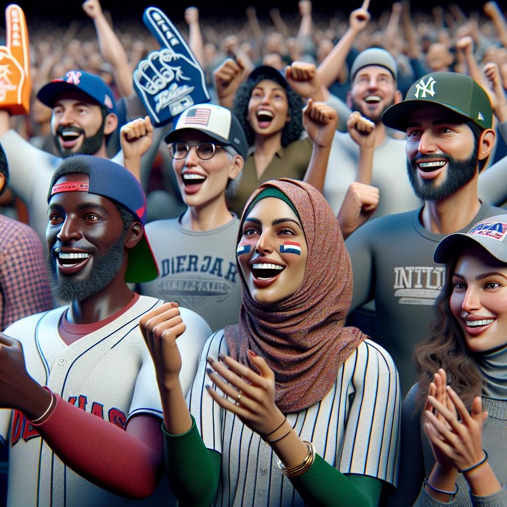 Baseball fans rejoicing together