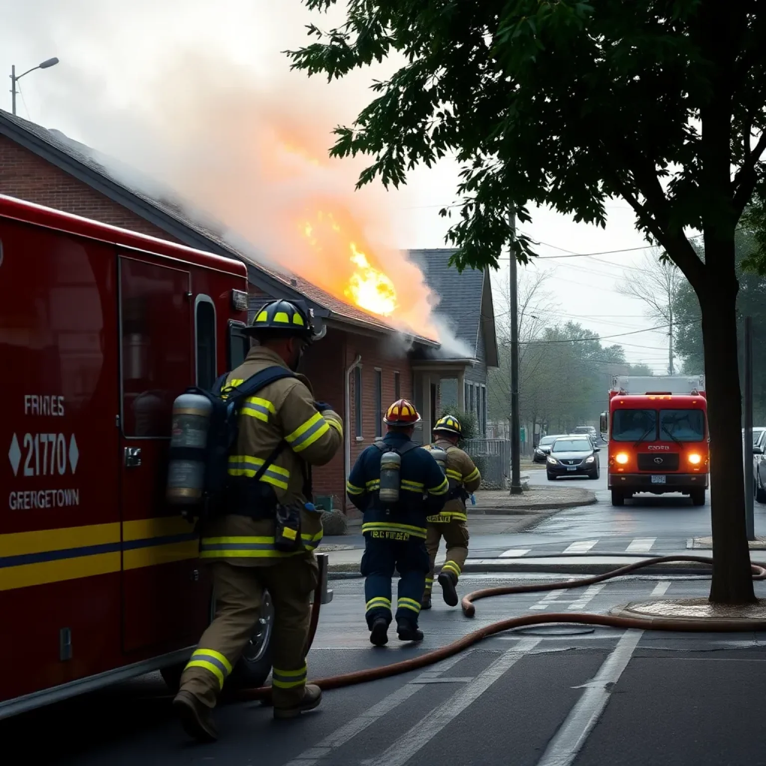 Georgetown Firefighters Brave Structure Fire During Busy Morning Commute