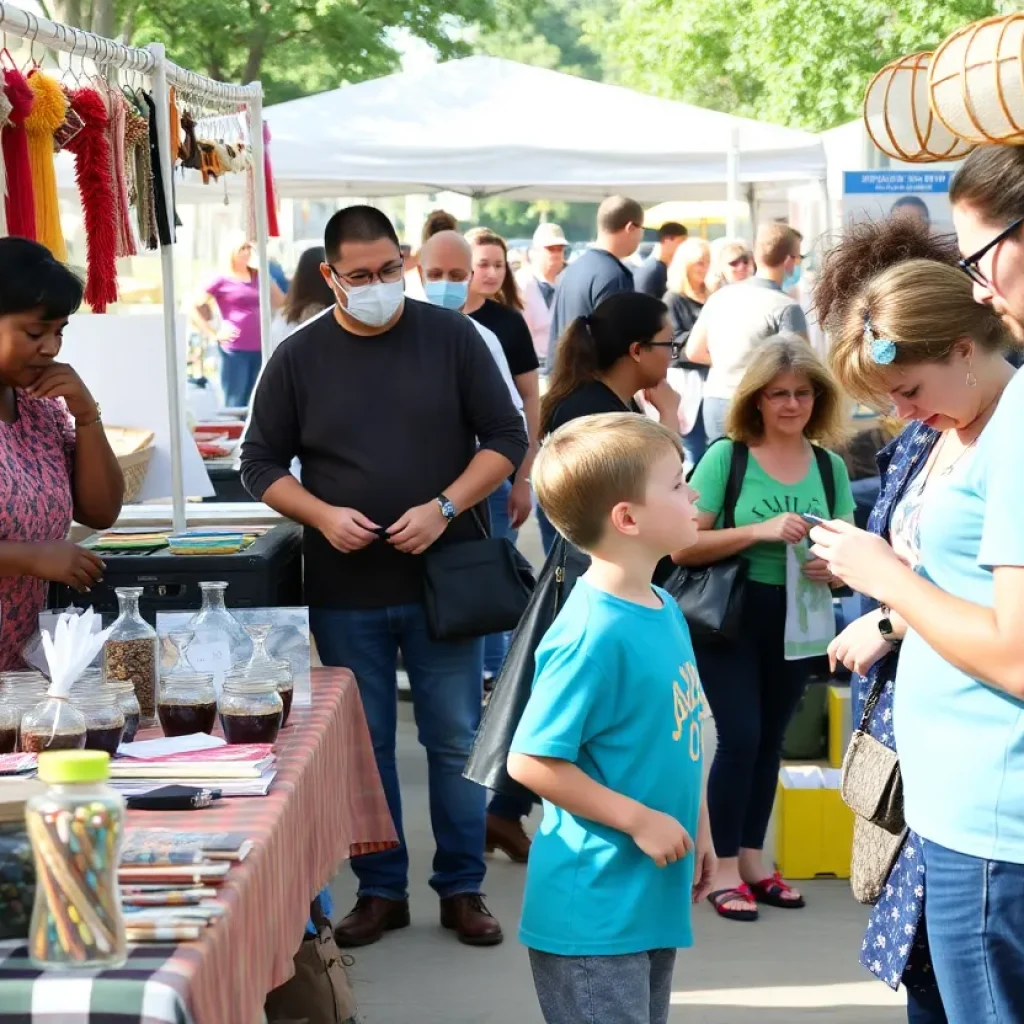 Families shopping at Cedar Park Market Days with local vendors