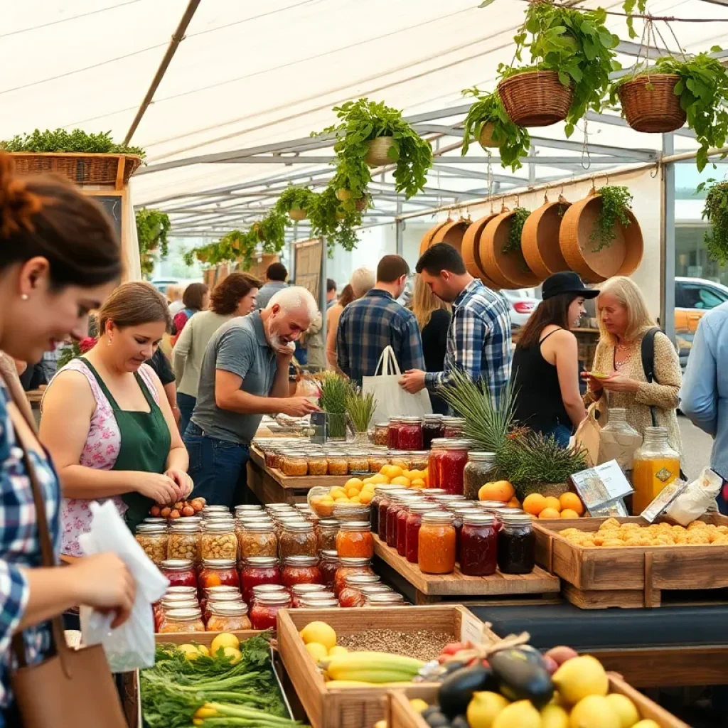 Farmers market featuring Confituras Little Kitchen local preserves