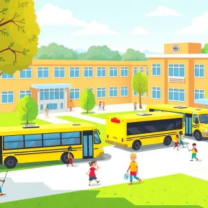 Illustration of Georgetown school expansion and new transportation