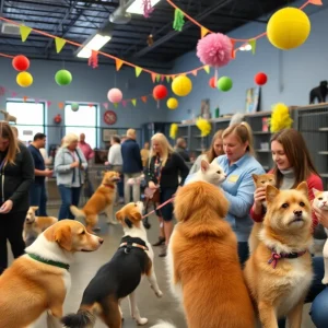 Leander Texas community event for pet adoption featuring dogs and cats