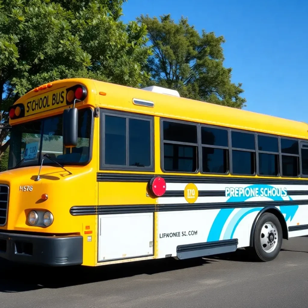 New propane-powered school bus outside Georgetown ISD