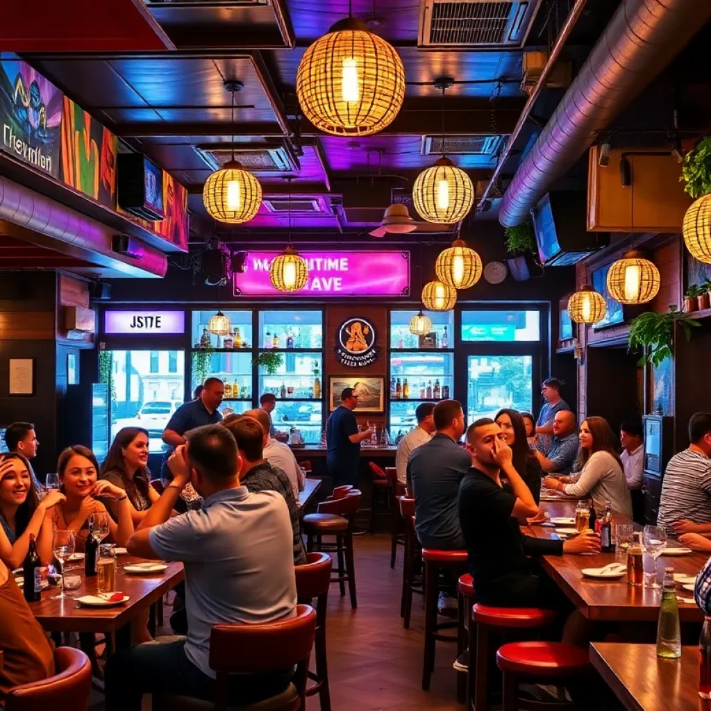 Interior of Odds Bar & Bistro with diners enjoying their meals