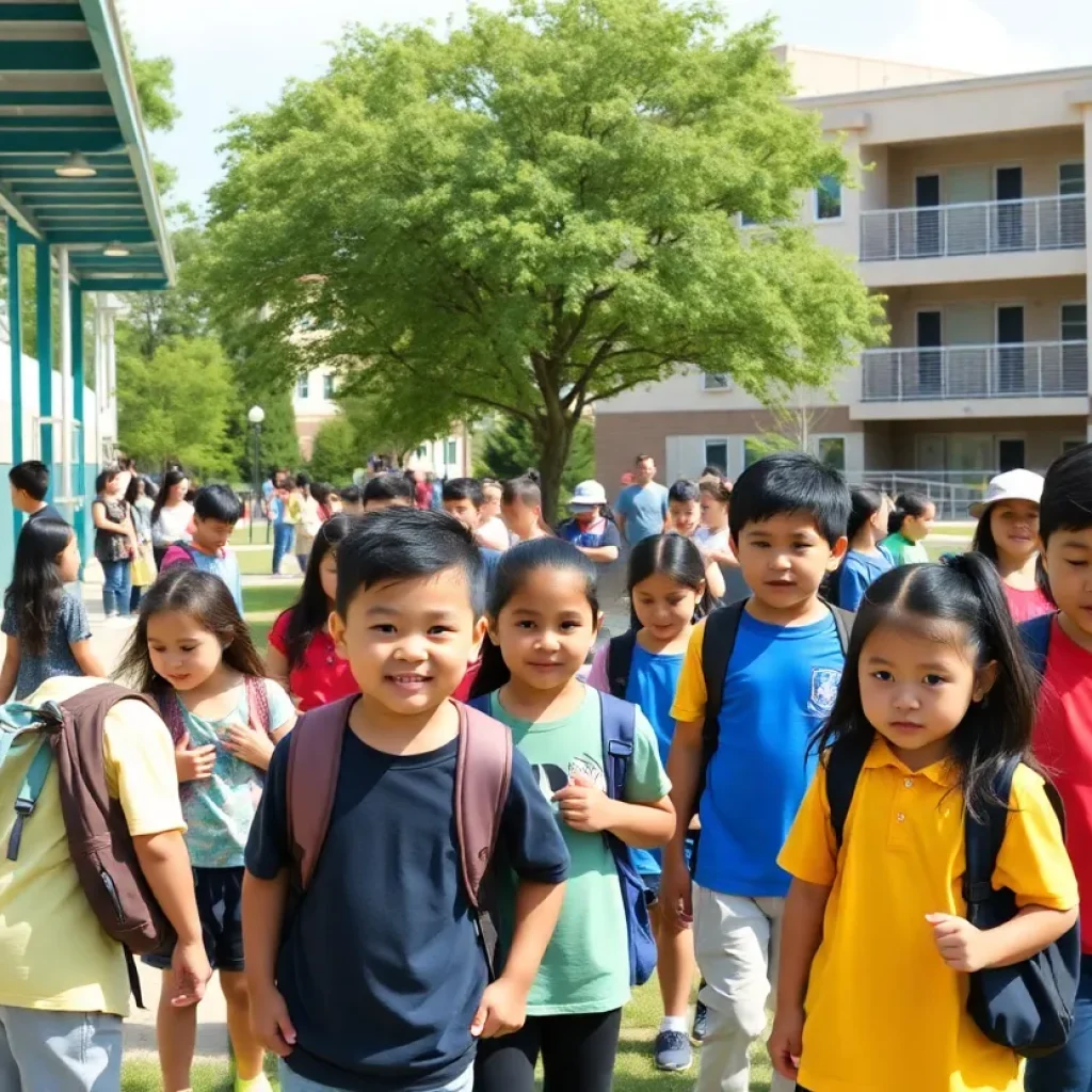 Diverse students at a school in Georgetown or Kyle engaging in activities.