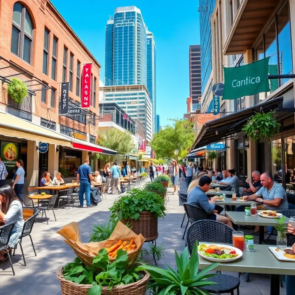 Outdoor dining scene showcasing healthy meals in Austin.