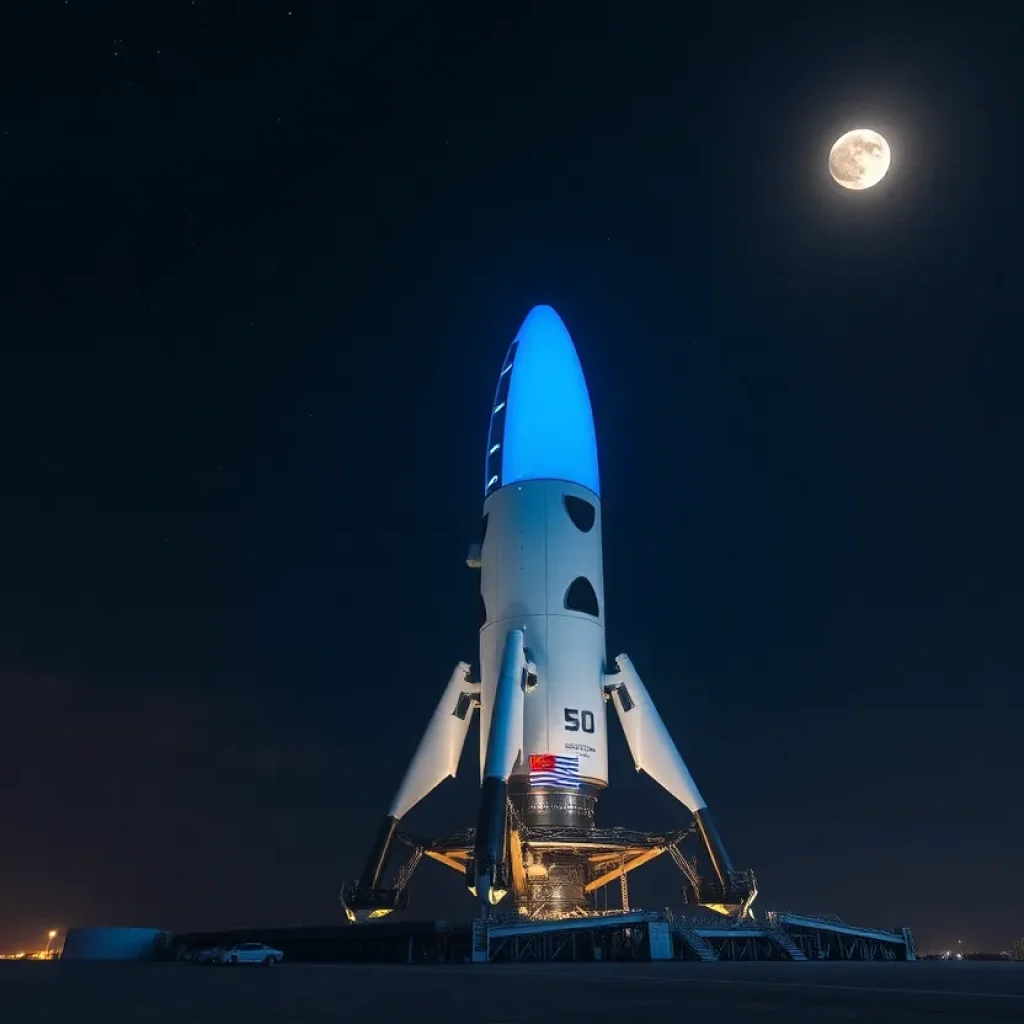 Blue Ghost lunar lander on the launch pad at Cape Canaveral