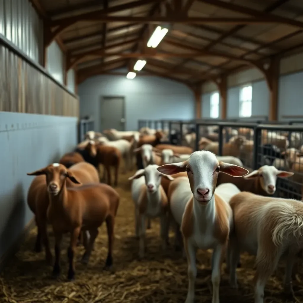 High school barn with goat pen representing animal cruelty case