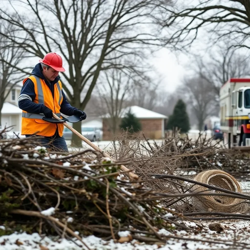 Round Rock cleanup crew working on storm debris removal