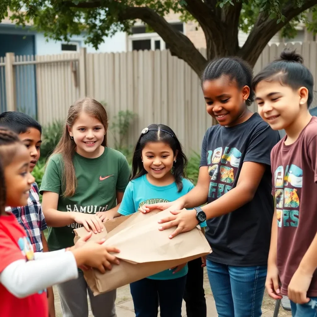 Youth volunteers participating in a community service project in Austin.