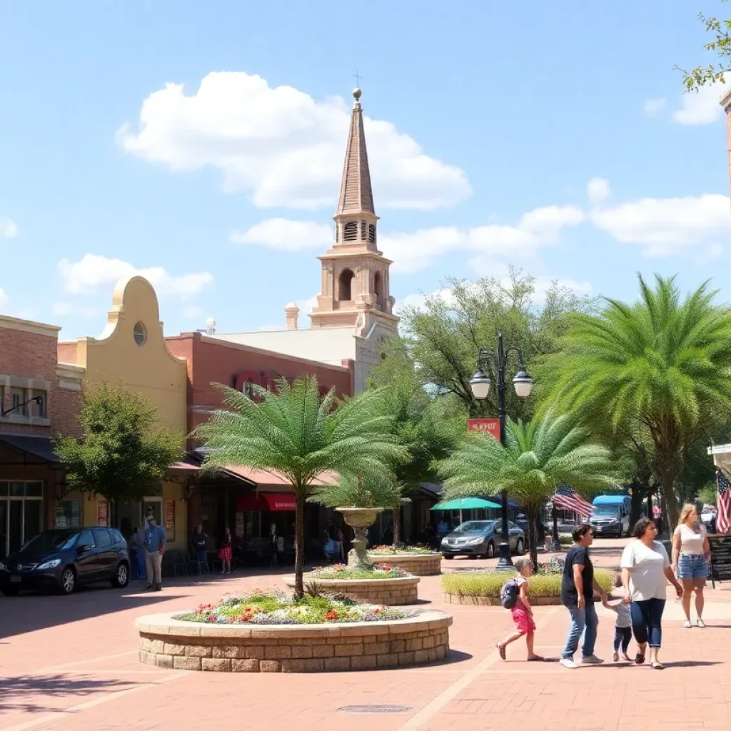 Families in Georgetown Texas enjoying the town square