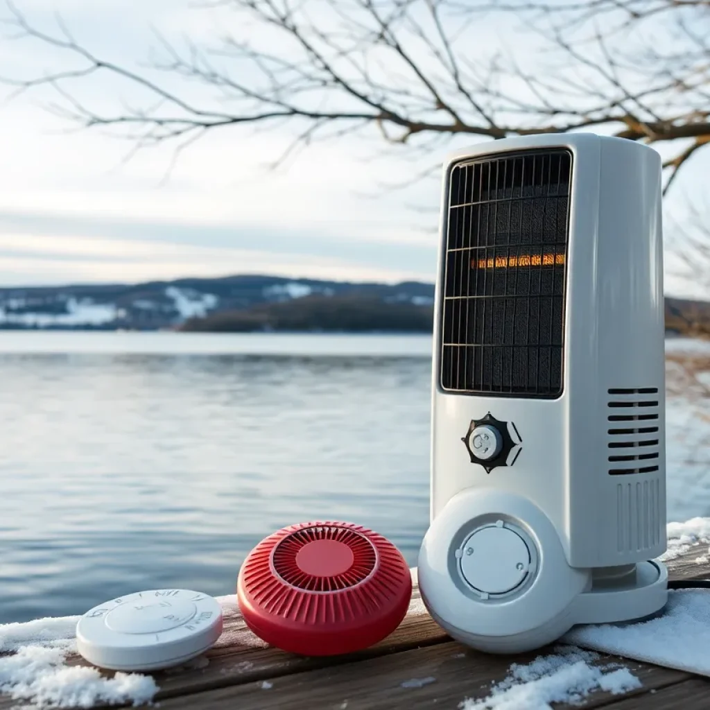 A peaceful Lake Travis scene emphasizing fire safety measures.