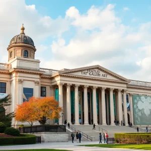 Exterior view of the National Gallery of Art with emphasis on its architecture and public spaces.