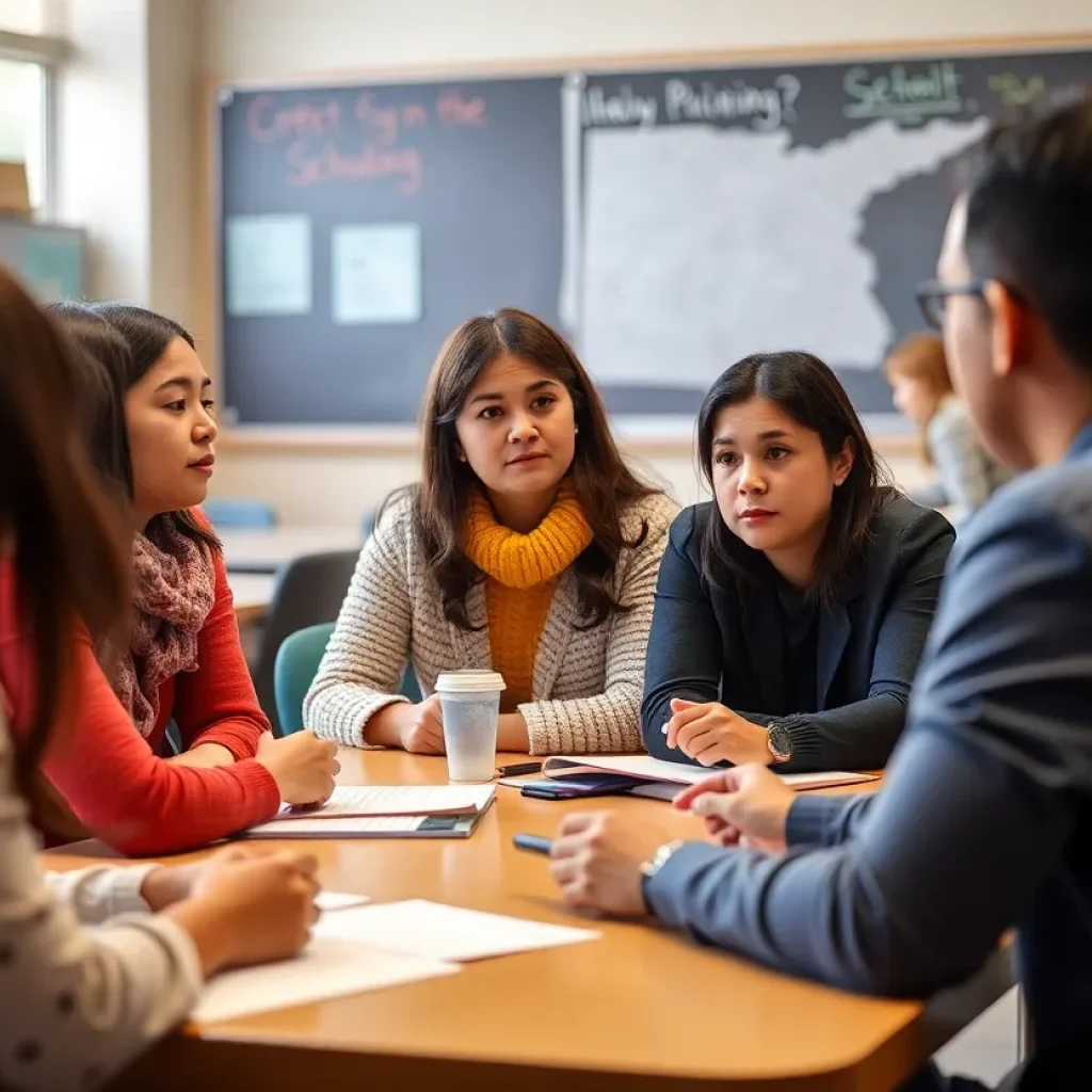 Parents discussing school safety policies