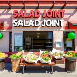 Exterior view of Salad and Go drive-thru in Round Rock, TX