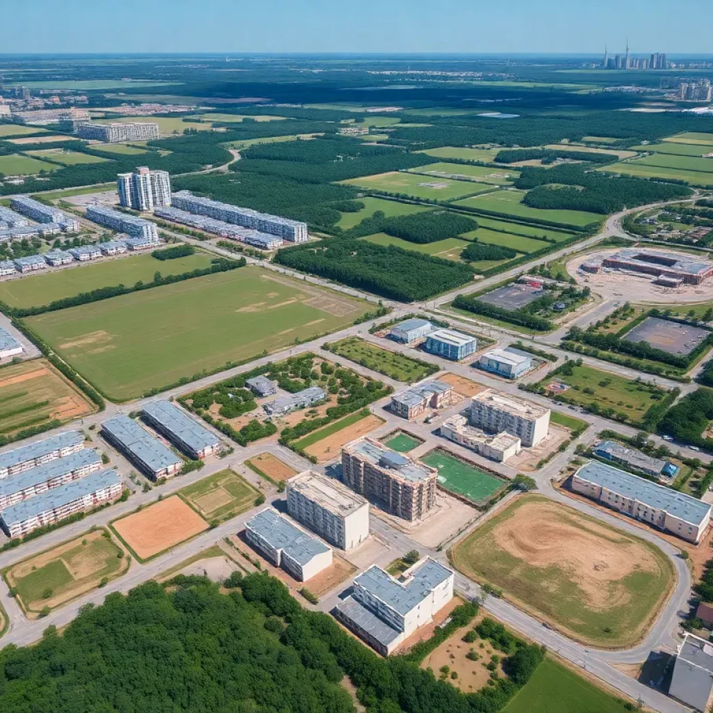 Aerial view of the Solana Ranch development site in Jarrell, Texas.