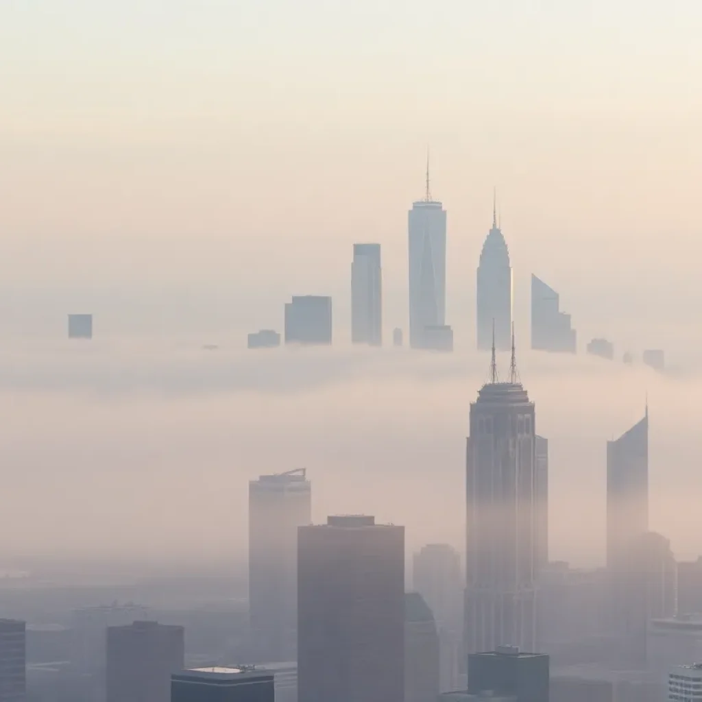 View of Texas skyline with noticeable air pollution.