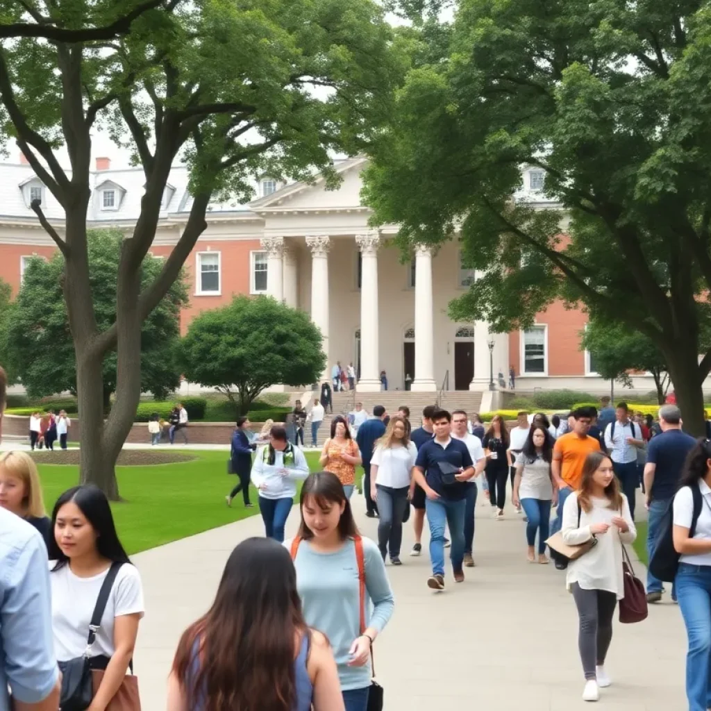 Students arriving at the University of Austin campus