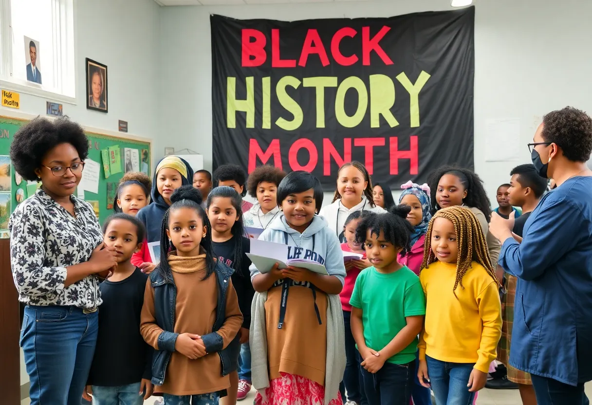 Students and educators engaging in Black History Month activities at Austin School District