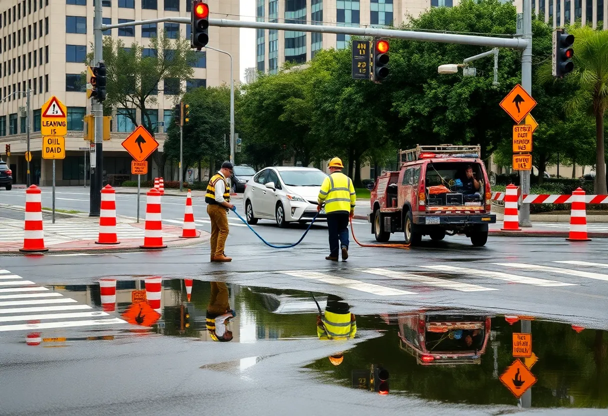 Clean-up crew addressing hydraulic oil spill in Cedar Park