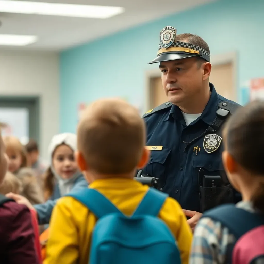 Police officer at a middle school.