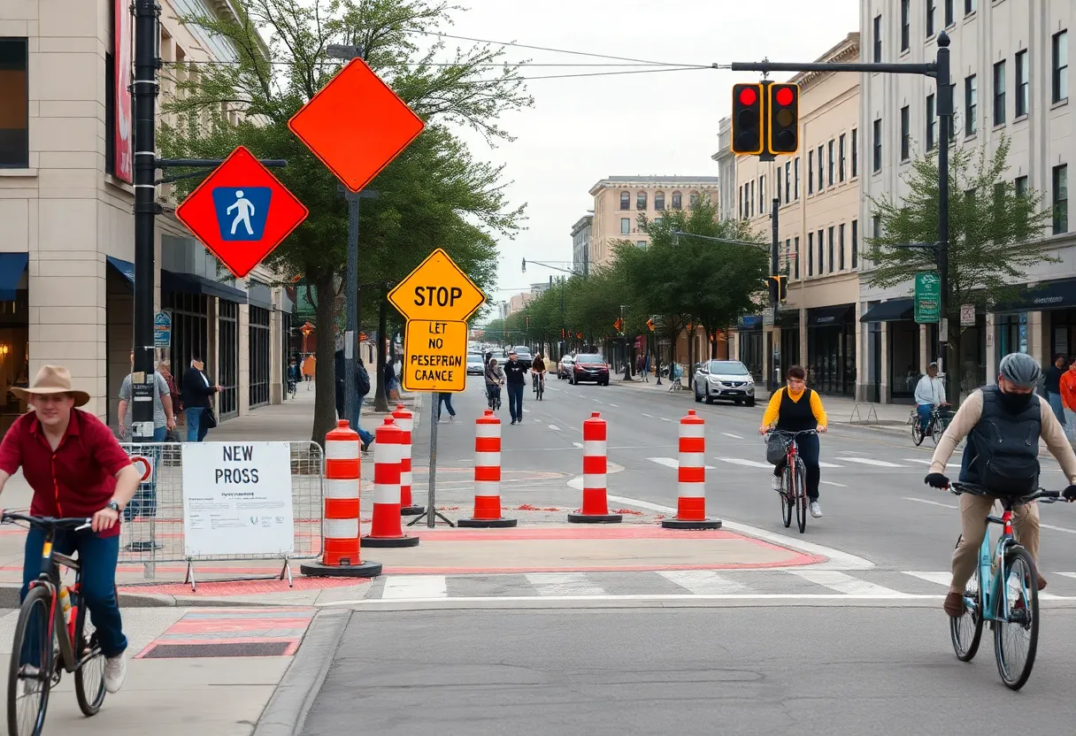 Construction of a pedestrian crossing in Round Rock, Texas