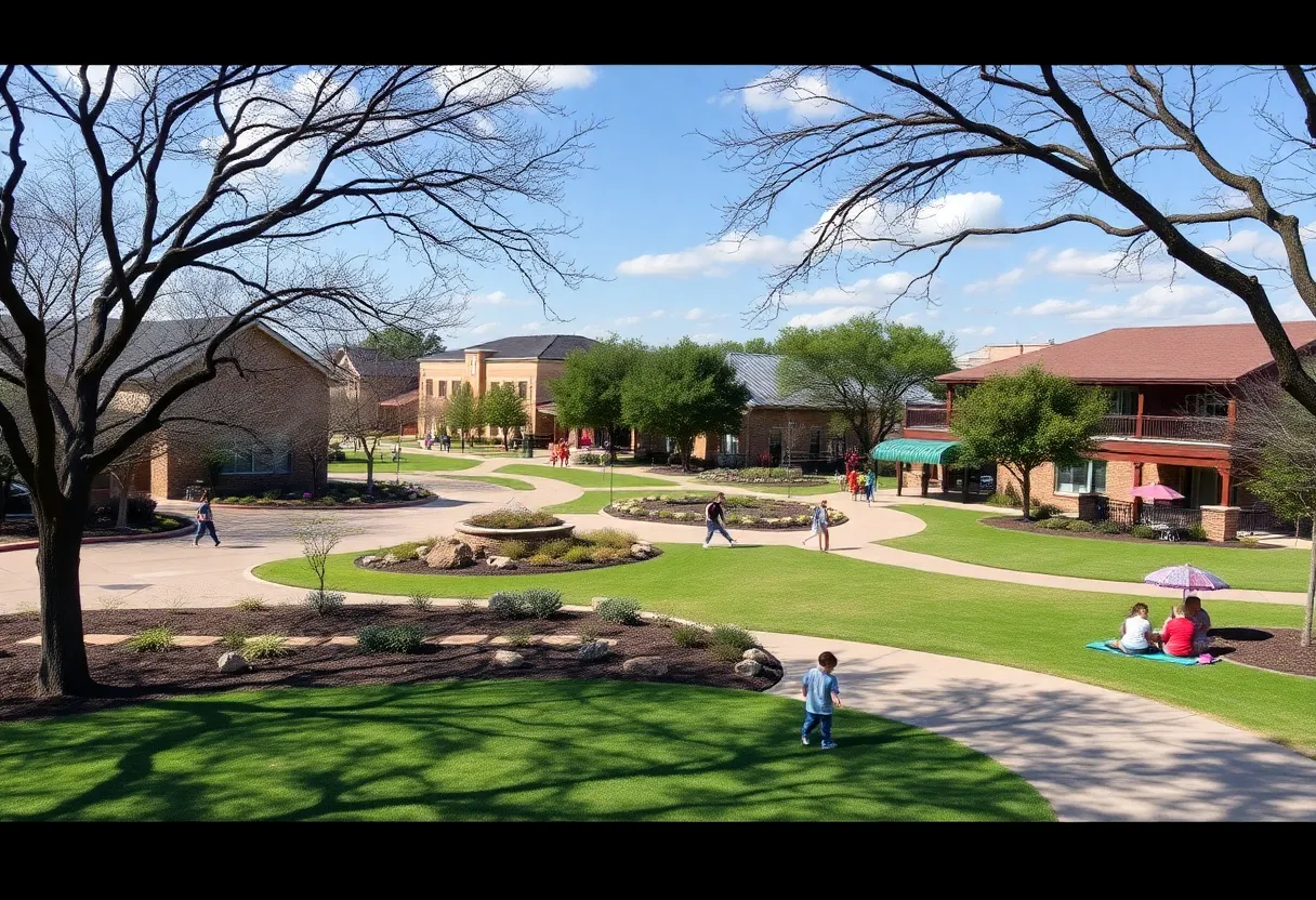 Round Rock, Texas, showcasing a vibrant community with parks and families.