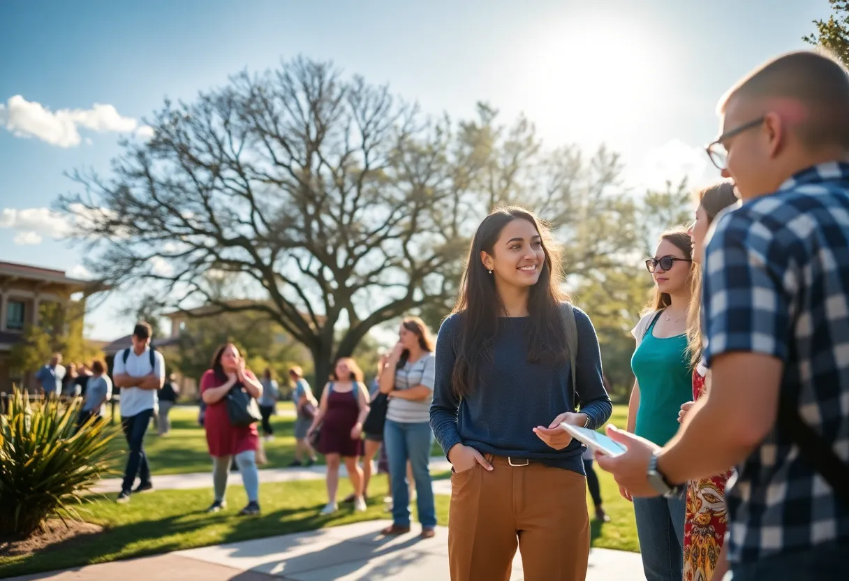 Students at the University of Austin campus participating in discussions