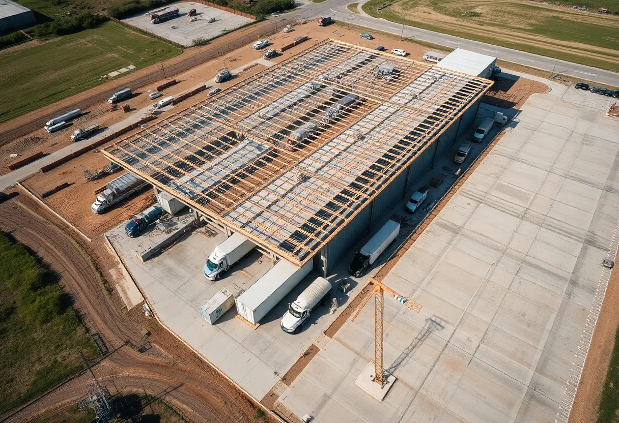 Construction site of Amazon delivery station in Round Rock, Texas.