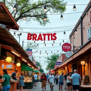 Customers enjoying various food options at an Austin strip mall.