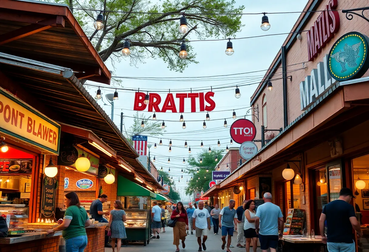 Customers enjoying various food options at an Austin strip mall.