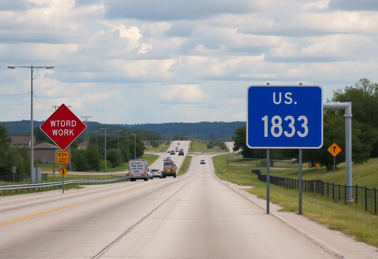 Construction signs on U.S. 183 in Cedar Park signaling upcoming infrastructure improvements.