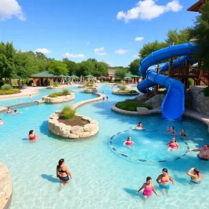 Families enjoying the newly enhanced Cedar Park Veterans Memorial Pool.