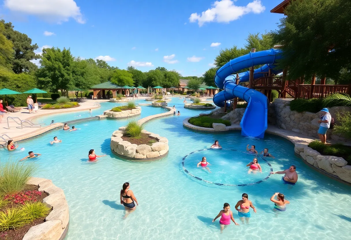 Families enjoying the newly enhanced Cedar Park Veterans Memorial Pool.