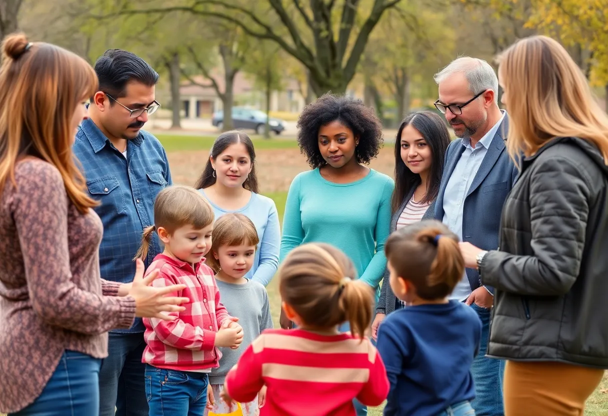 Community members discussing child safety amidst abduction concerns