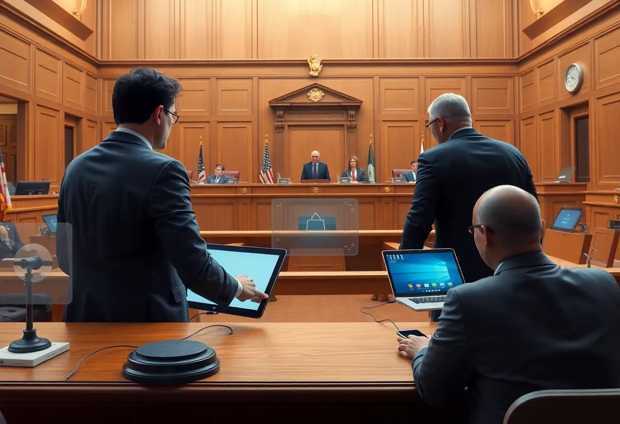 Courtroom Scene of Software Access Dispute