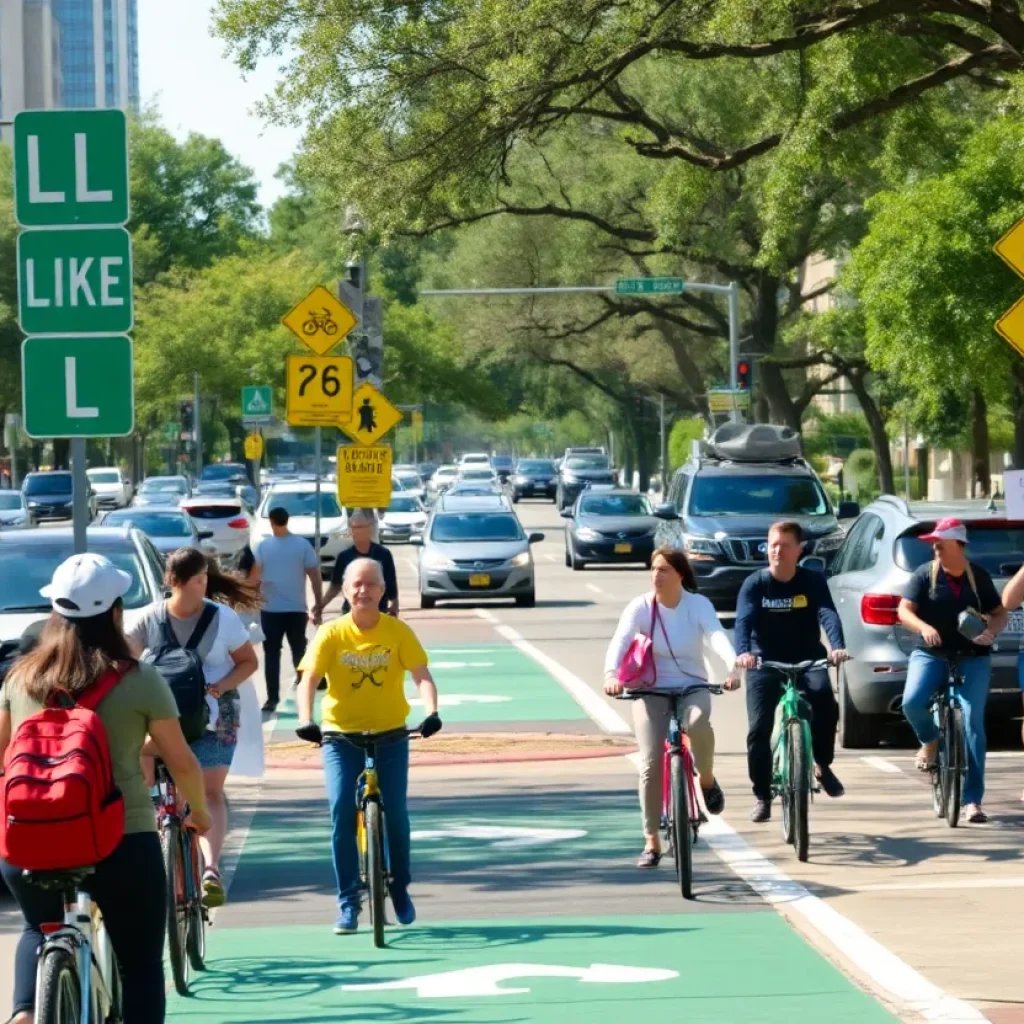 Community members watch as bike lanes are dismantled in Austin