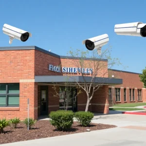 Flock Safety camera installation at a Pflugerville school campus