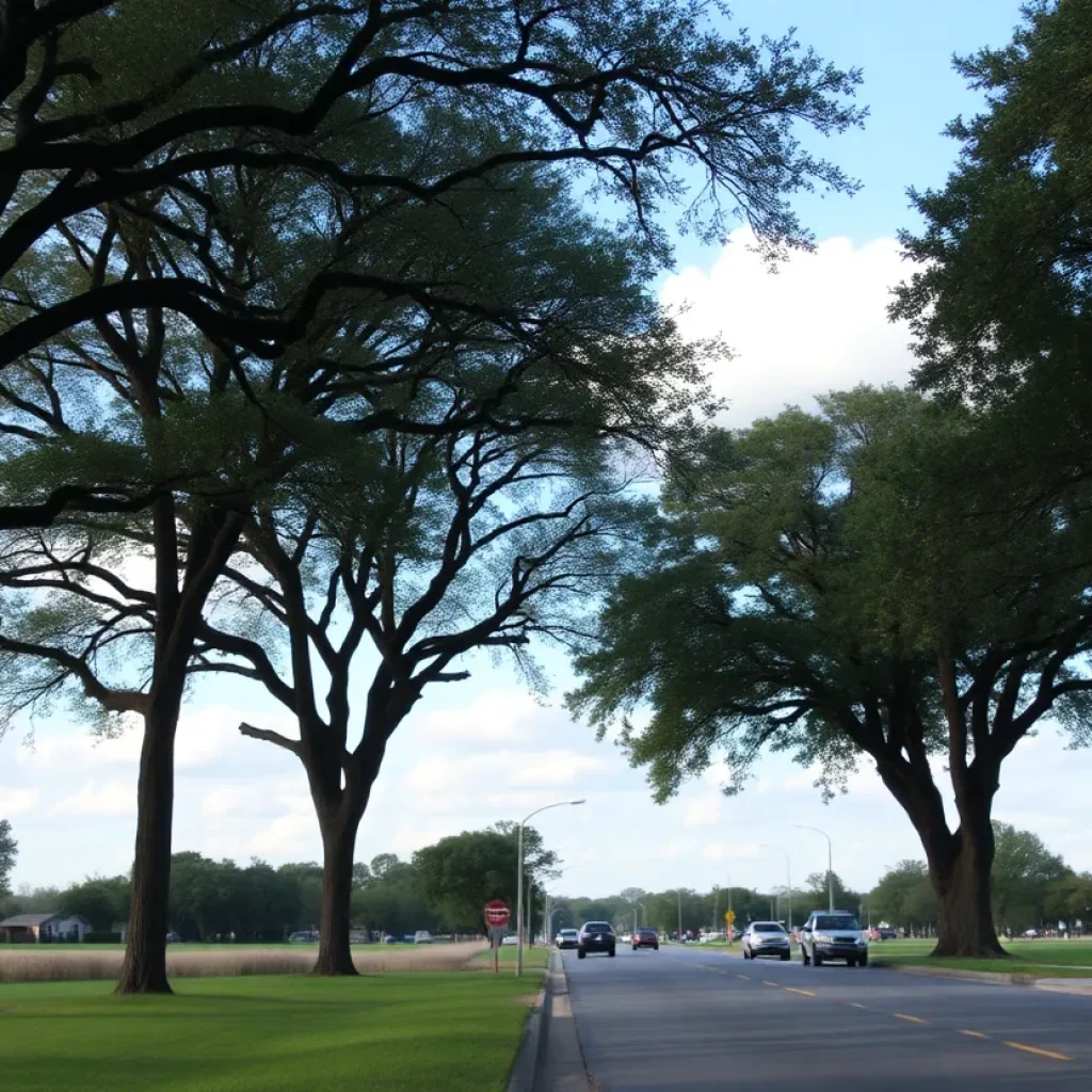 A peaceful street in Georgetown, Texas, symbolizing remembrance and community support.