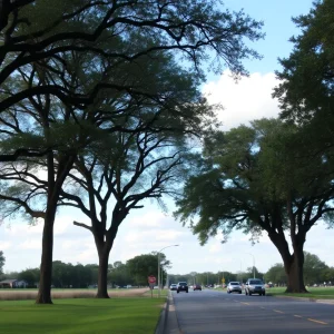 A peaceful street in Georgetown, Texas, symbolizing remembrance and community support.