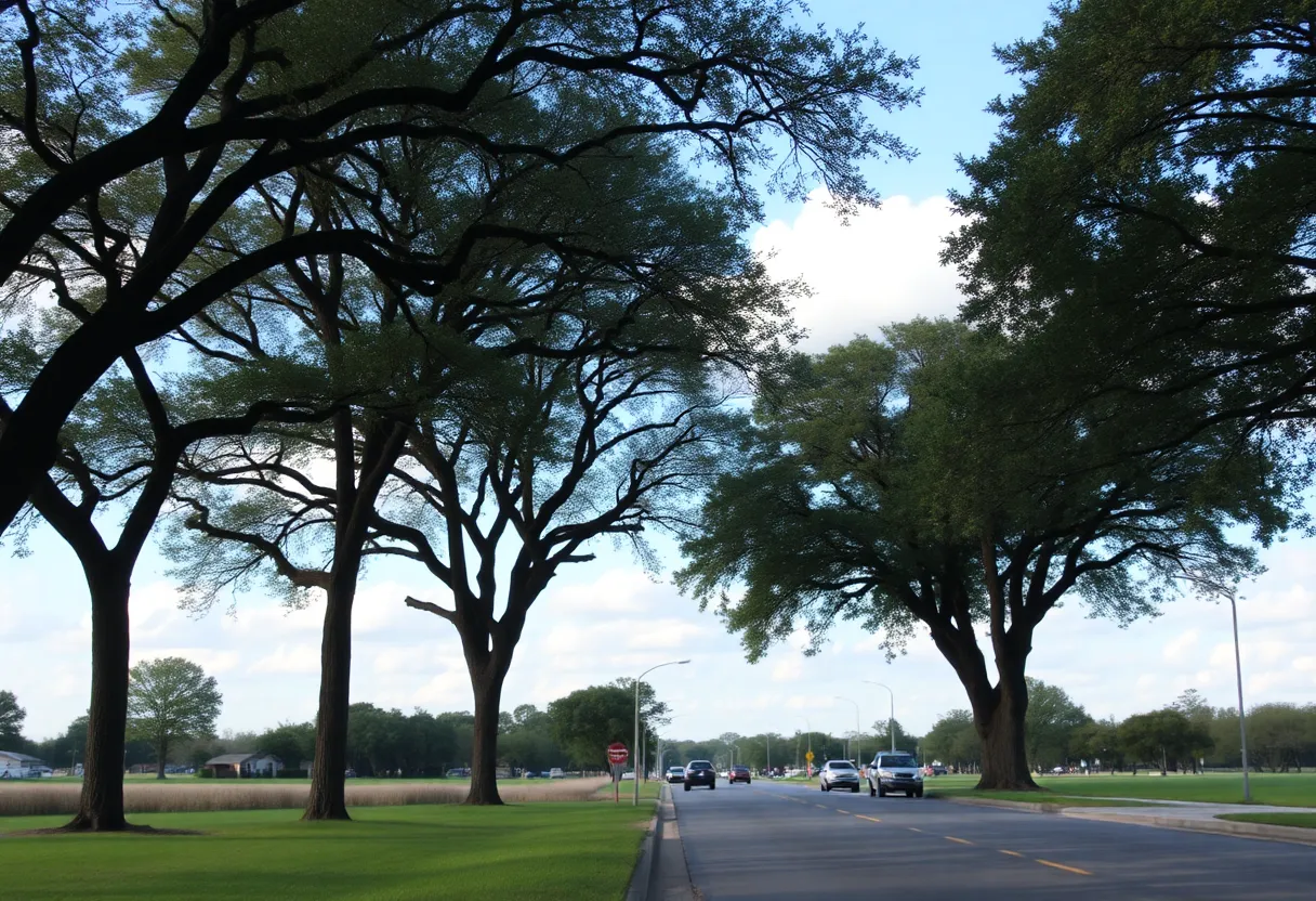 A peaceful street in Georgetown, Texas, symbolizing remembrance and community support.
