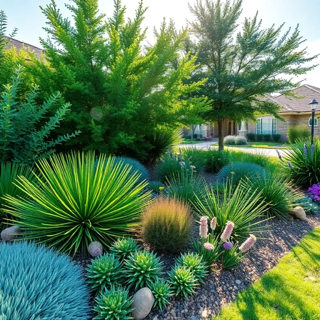 Beautiful landscaping in Georgetown, Texas with native plants.