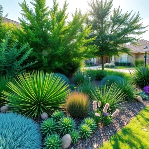 Beautiful landscaping in Georgetown, Texas with native plants.