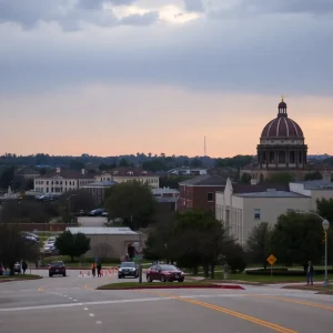 A memorial scene in Georgetown, Texas, representing the community's sorrow