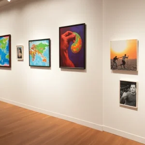 Art showcases depicting themes of immigration and human connection at Georgetown University
