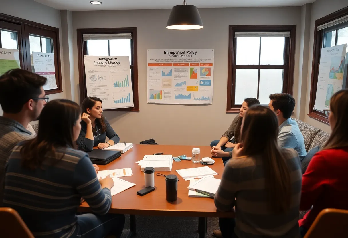 Students attending an immigration policy workshop at St. Edward's University.